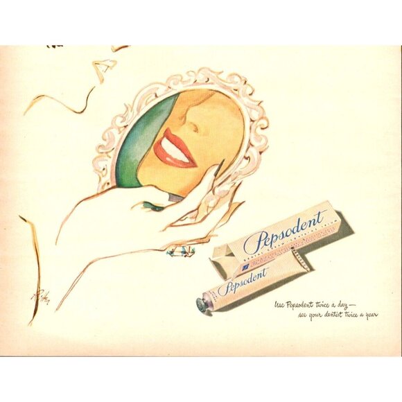 Pepsodent Dental Cream w/ Irium Toothpaste 1946 Vintage Print Ad (L7) - Picture 2 of 4